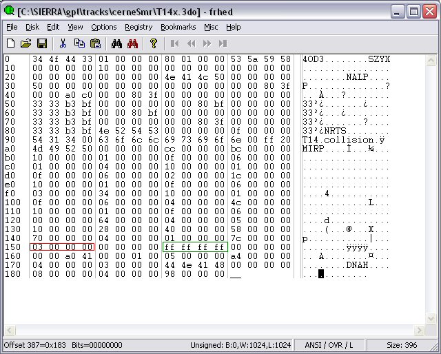 srb with collision in hex editor